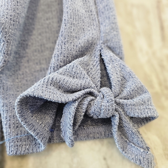 Max Studio 1X Blue Tie Sleeve Textured Knit Top Long Sleeve Pullover - Picture 3 of 10